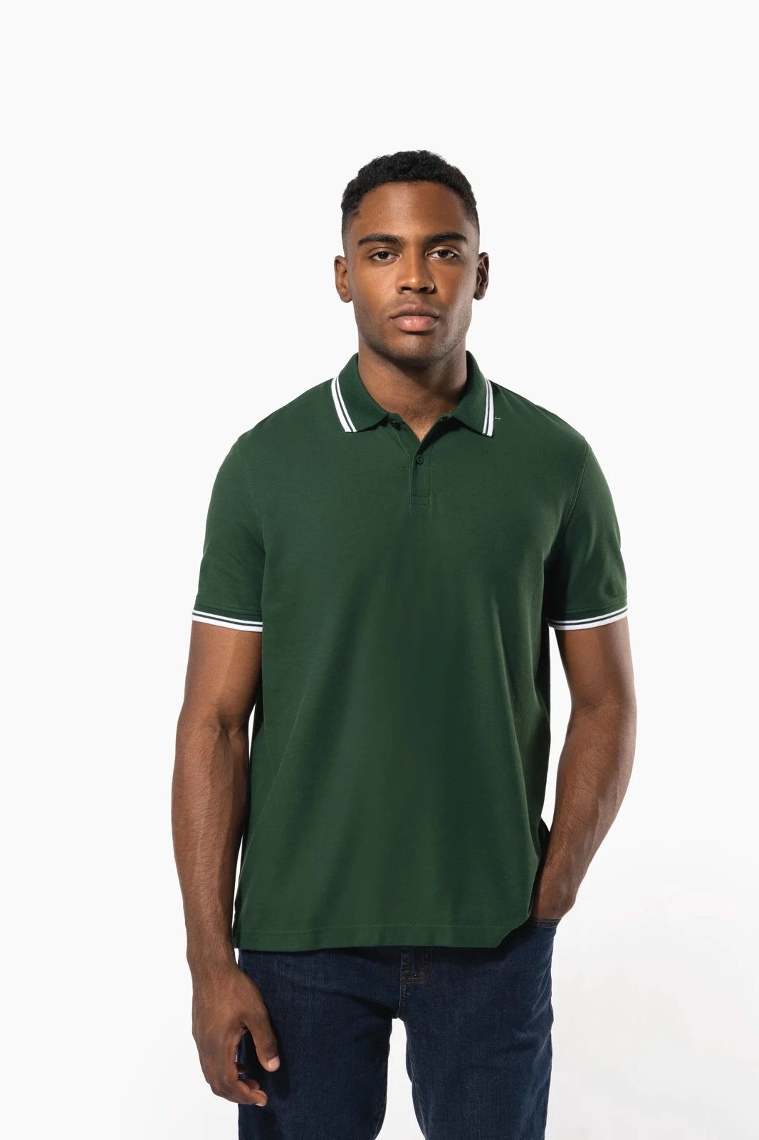 Herren Poloshirt mit kurzen Ärmeln und kontrastfarbenen Paspeln