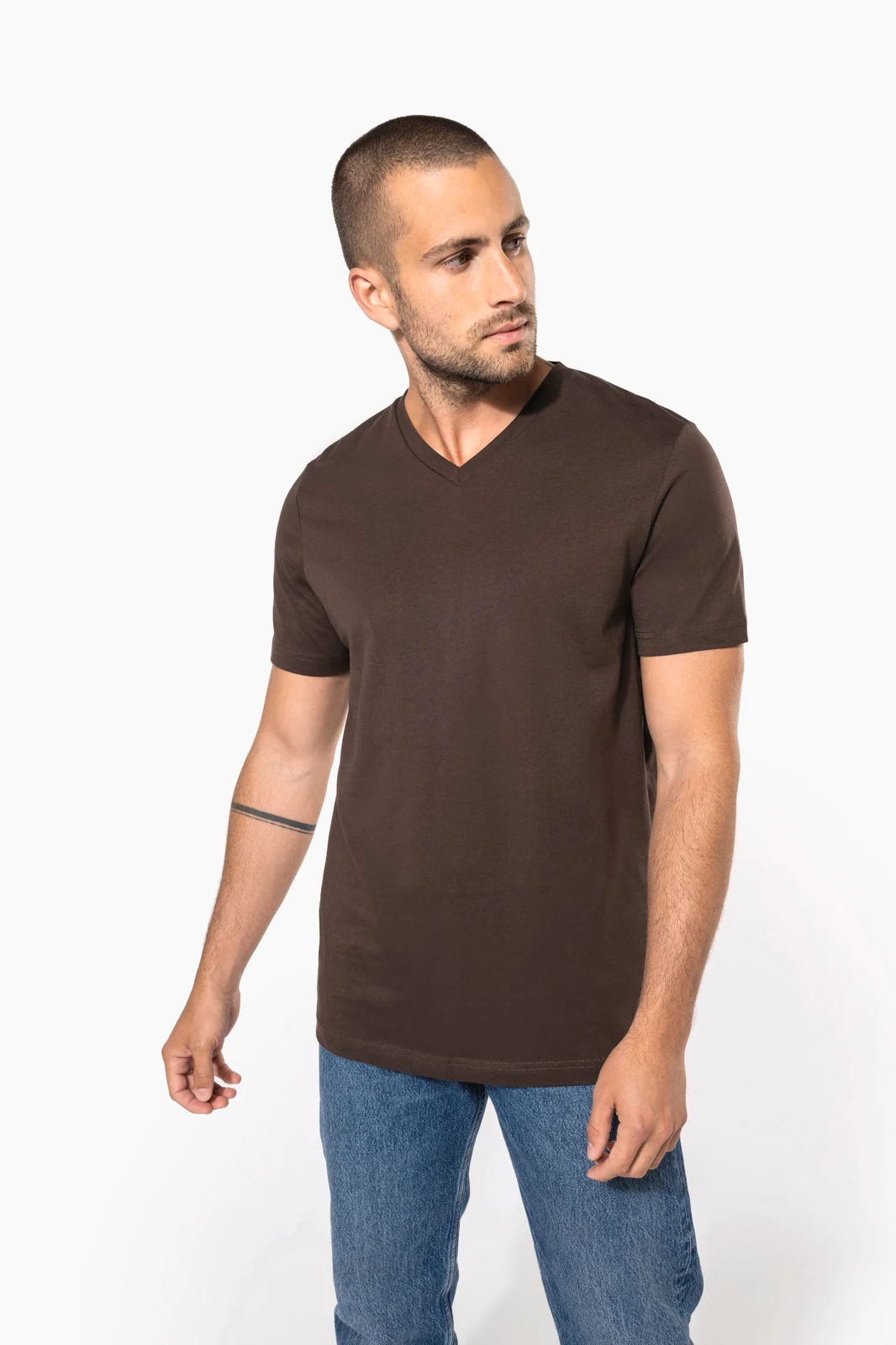 Herren-T-Shirt V-Ausschnitt kurze Ärmel