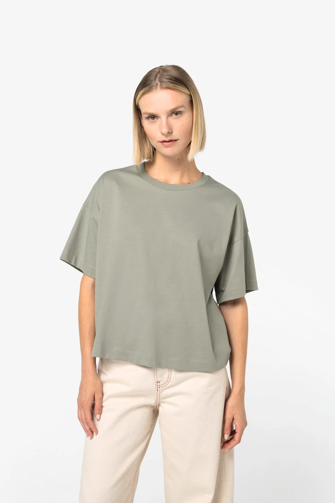 Umweltfreundliches Boxy-T-Shirt mit überschnittener Schulterpartie für Damen