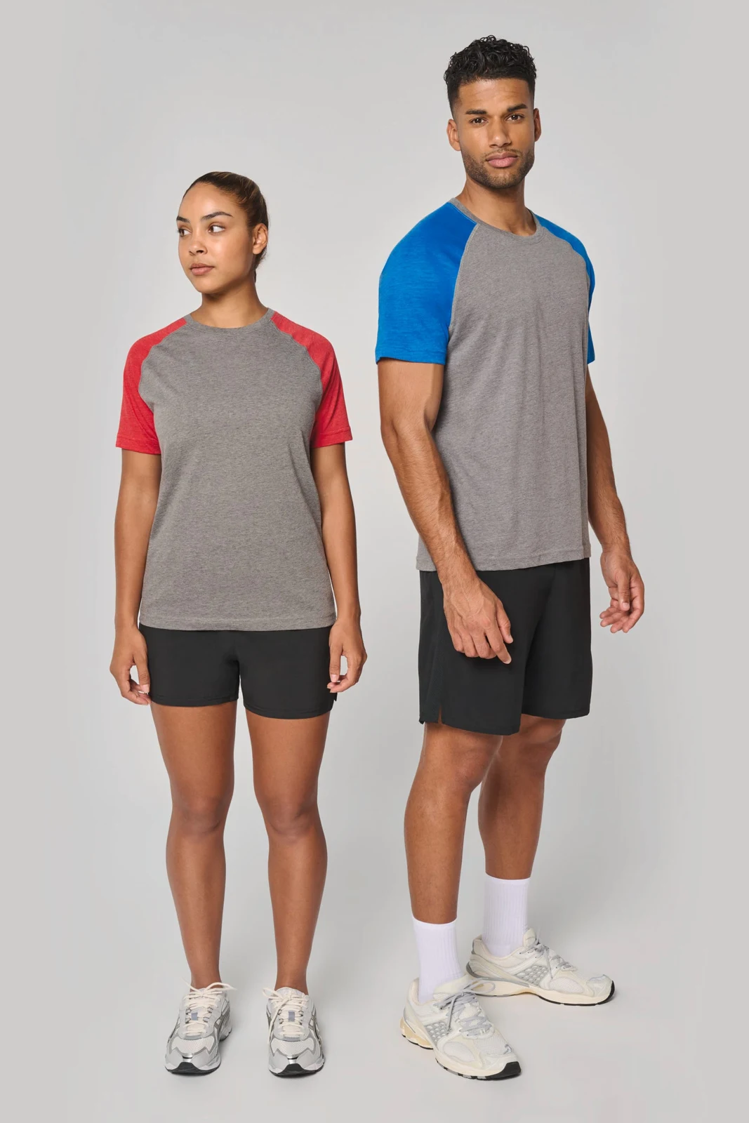 Zweifarbiges Triblend Sport-T-Shirt mit kurzen Ärmeln für Erwachsene