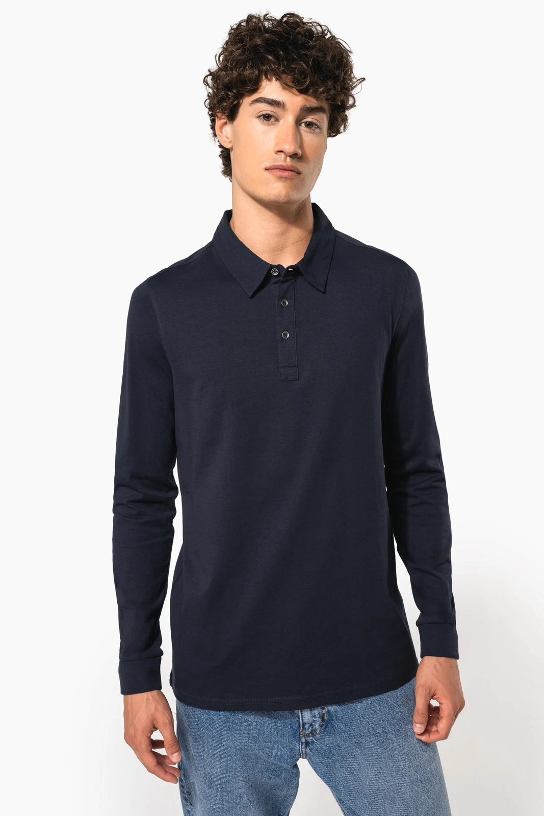 Langarm-Polohemd für Herren aus Jersey