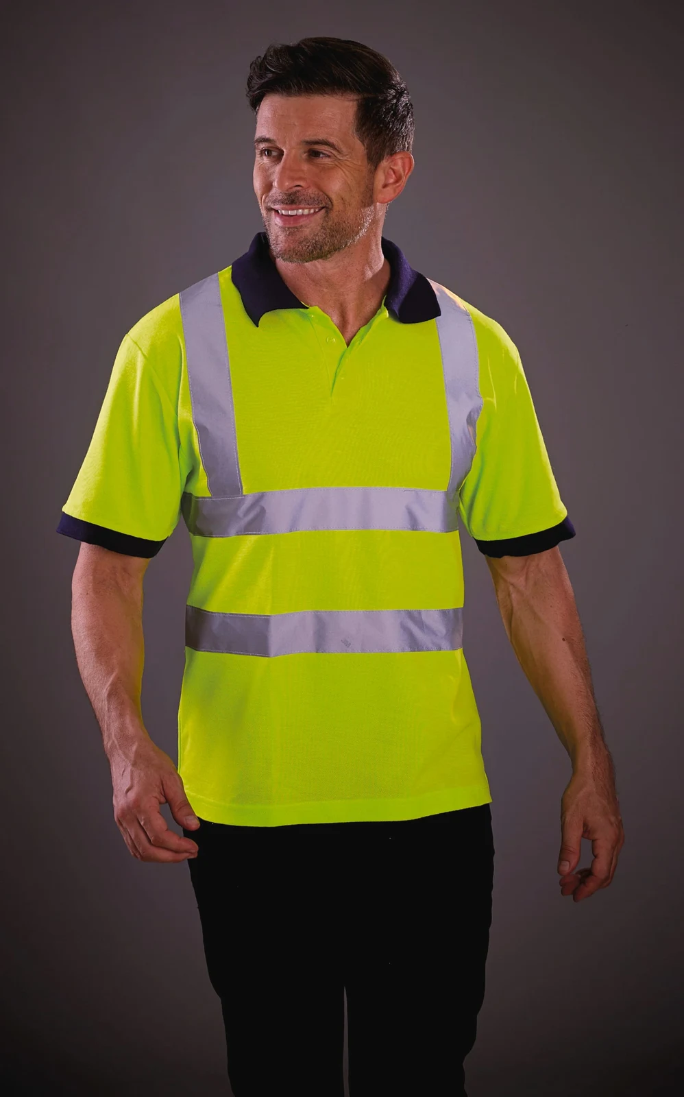 YOKO Kurzärmliges Polo Shirt in Warnfarbe