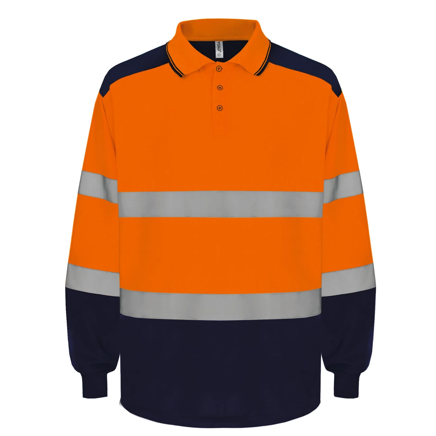 Zweifarbiges Langarm-Poloshirt, mit hoher Sichtbarkeit