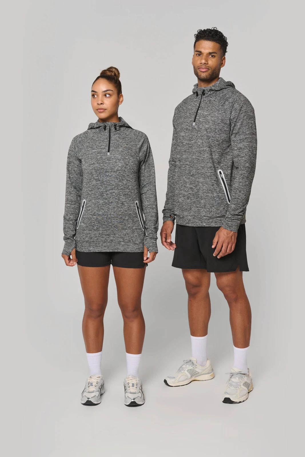 Kapuzen-Sweatshirt 1/4 Sport-Reißverschluss Unisex