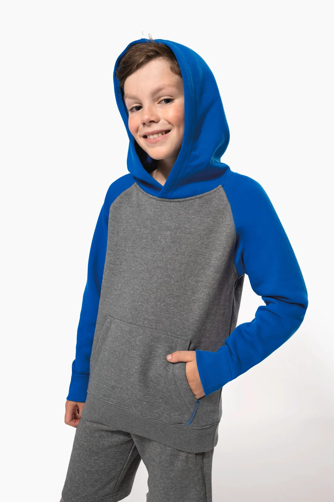 Zweifarbiges Kapuzensweatshirt für Kinder