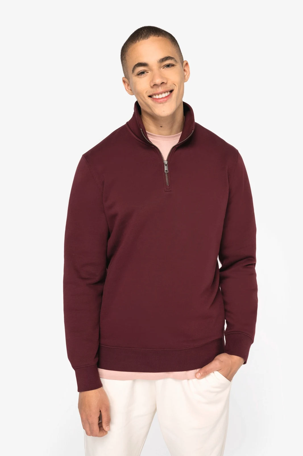 Umweltfreundliches Sweatshirt mit Stehkragen und Reißverschluss für Herren
