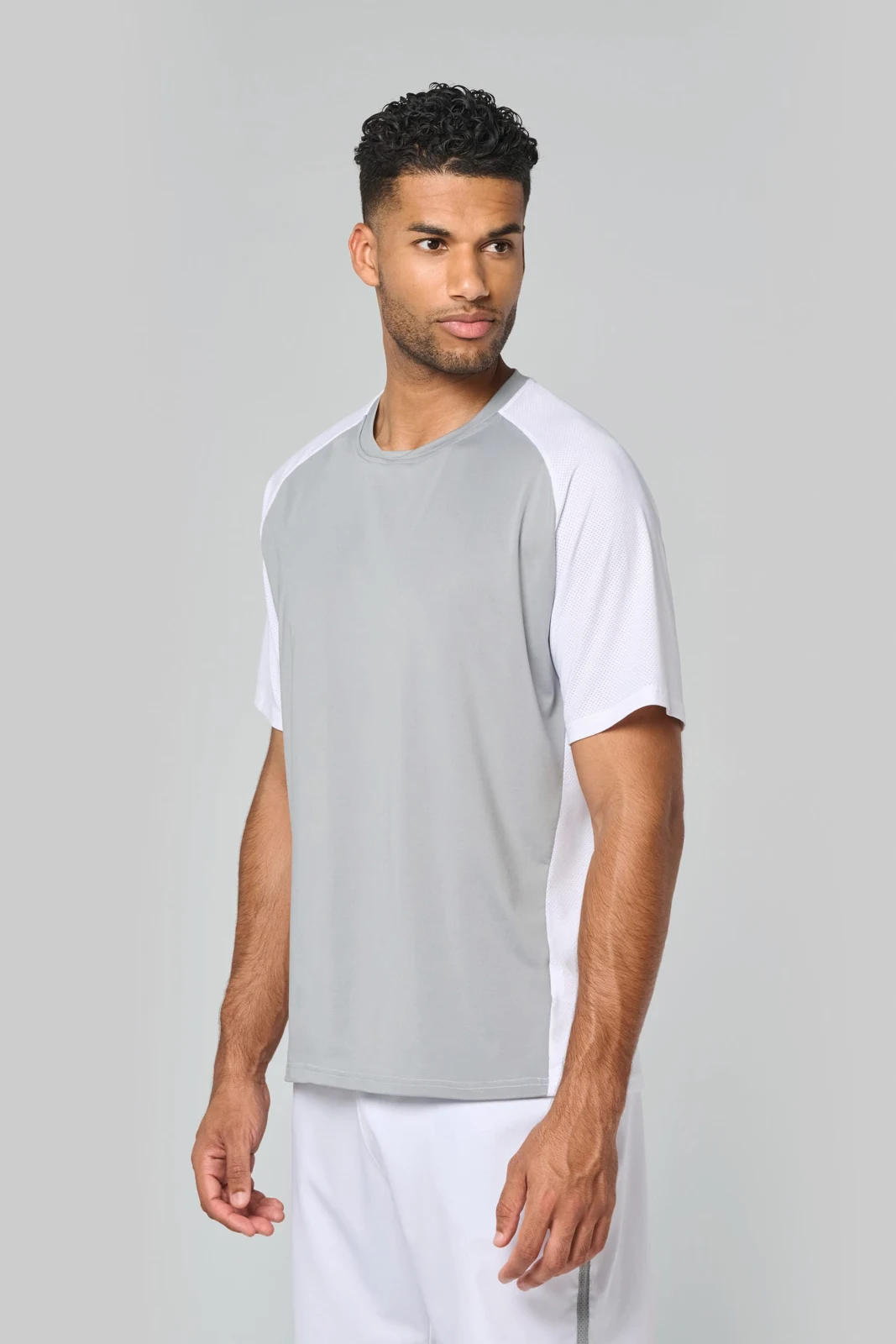 Zweifarbiges Padel Herren-T-Shirt mit Raglanärmeln
