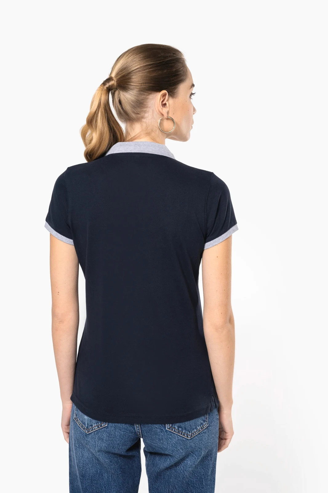 Zweifarbiges Piqué-Polohemd für Damen