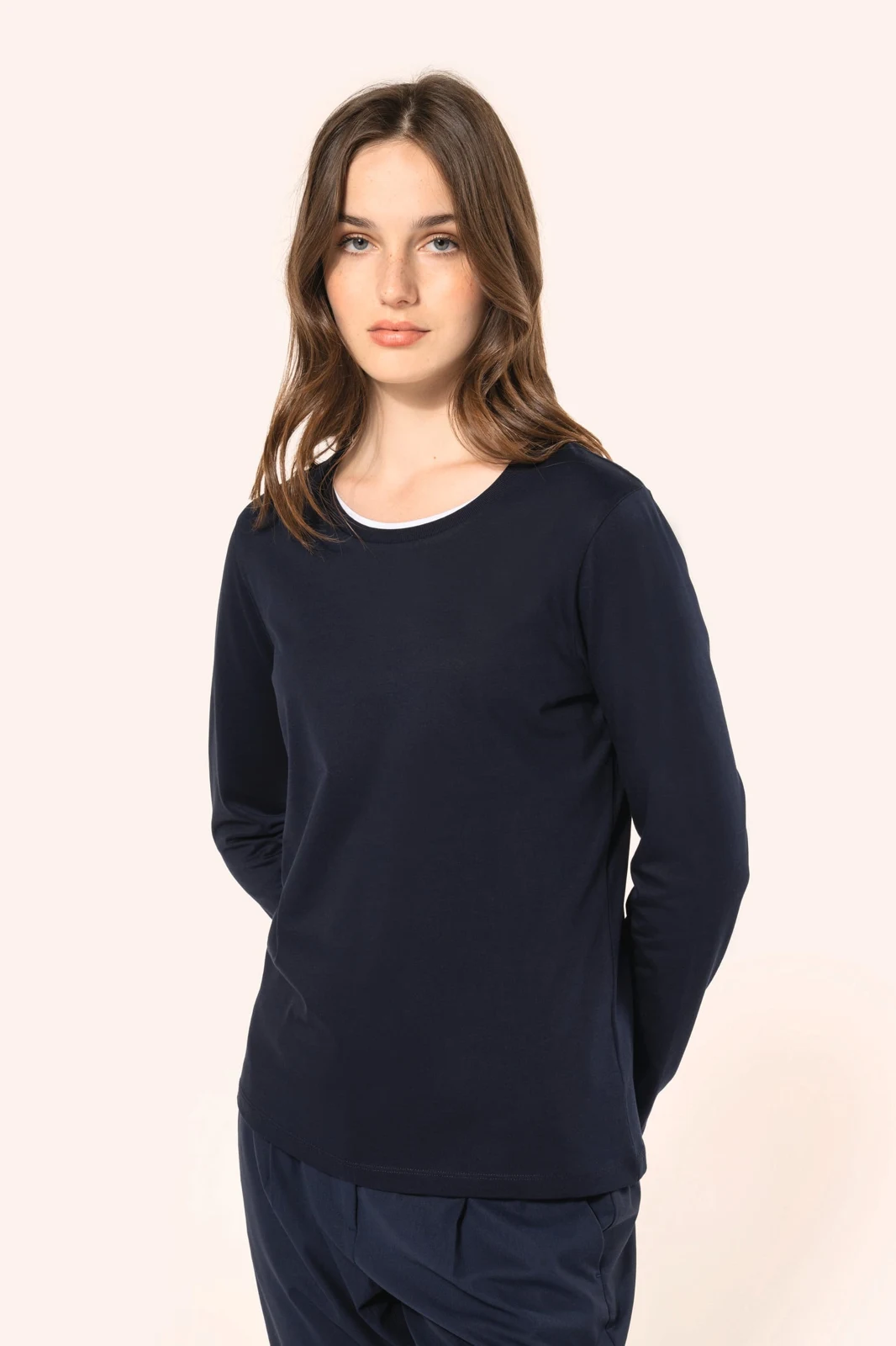 Supima® Damen-T-Shirt mit Rundhalsausschnitt und langen Ärmeln